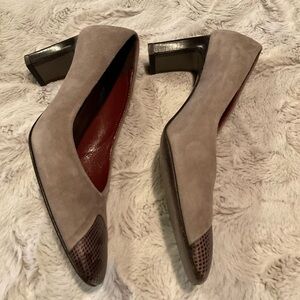 Sesto Meucci Italian Suede and Snakeskin Pumps Size 6.5